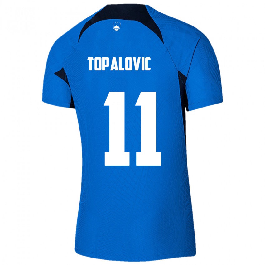 Mujer Camiseta Eslovenia Luka Topalovic #11 Azul 2ª Equipación 24-26 La Camisa Perú