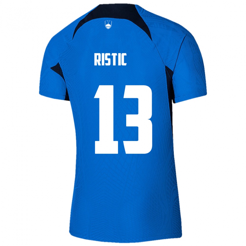 Mujer Camiseta Eslovenia Aleks Ristic #13 Azul 2ª Equipación 24-26 La Camisa Perú