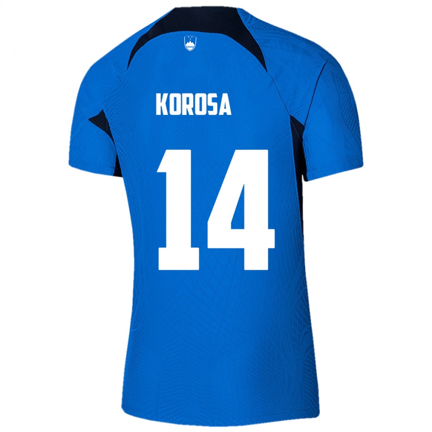 Mujer Camiseta Eslovenia Anej Koroša #14 Azul 2ª Equipación 24-26 La Camisa Perú