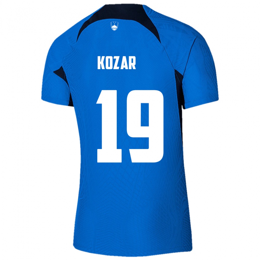 Mujer Camiseta Eslovenia Kristjan Kozar #19 Azul 2ª Equipación 24-26 La Camisa Perú