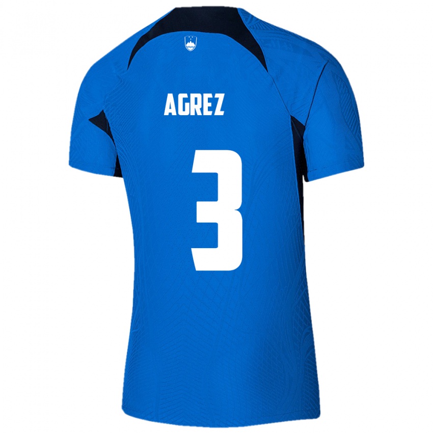 Mujer Camiseta Eslovenia Sara Agrež #3 Azul 2ª Equipación 24-26 La Camisa Perú