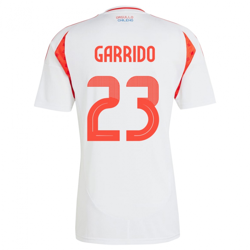 Mujer Camiseta Chile Pedro Garrido #23 Blanco 2ª Equipación 24-26 La Camisa Perú