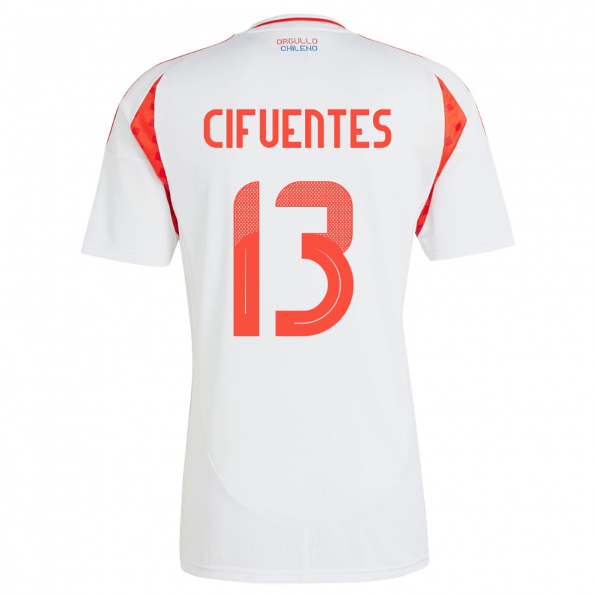Mujer Camiseta Chile Anaís Cifuentes #13 Blanco 2ª Equipación 24-26 La Camisa Perú