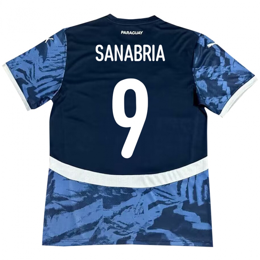Mujer Camiseta Paraguay Antonio Sanabria #9 Azul 2ª Equipación 24-26 La Camisa Perú