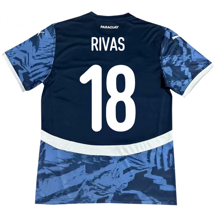Mujer Camiseta Paraguay Daniel Rivas #18 Azul 2ª Equipación 24-26 La Camisa Perú