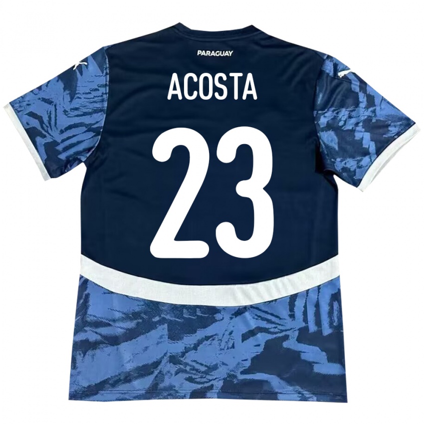 Mujer Camiseta Paraguay Fátima Acosta #23 Azul 2ª Equipación 24-26 La Camisa Perú