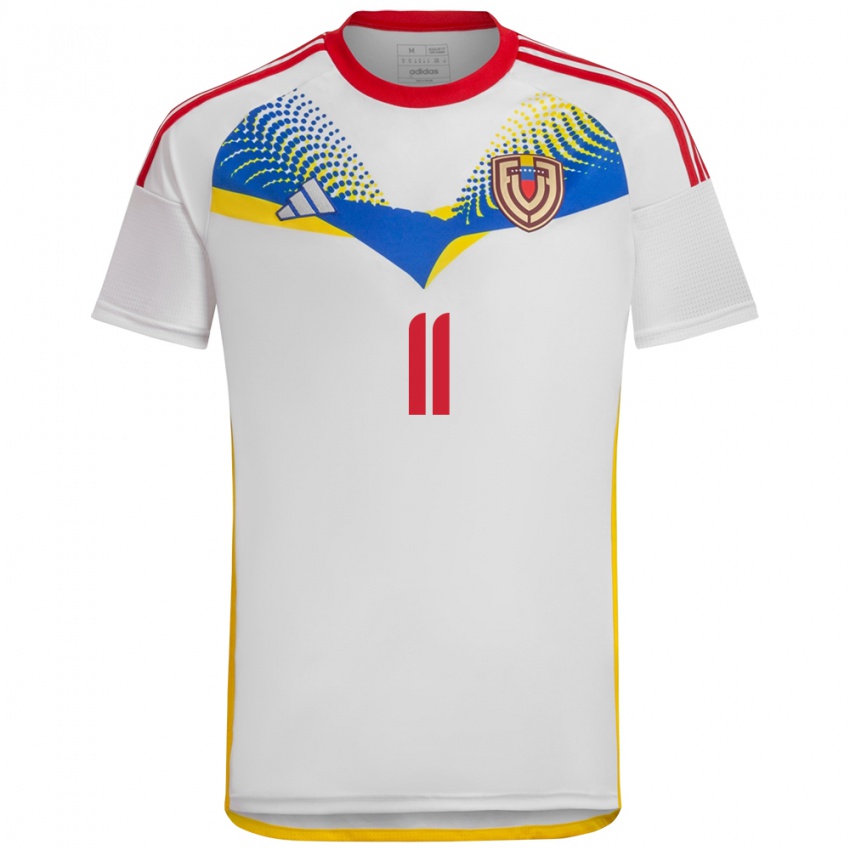 Mujer Camiseta Venezuela Jovanny Bolívar #11 Blanco 2ª Equipación 24-26 La Camisa Perú