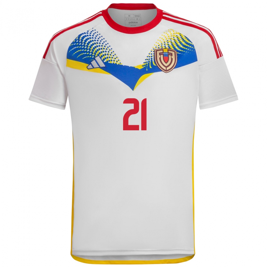 Mujer Camiseta Venezuela Andry Vera #21 Blanco 2ª Equipación 24-26 La Camisa Perú