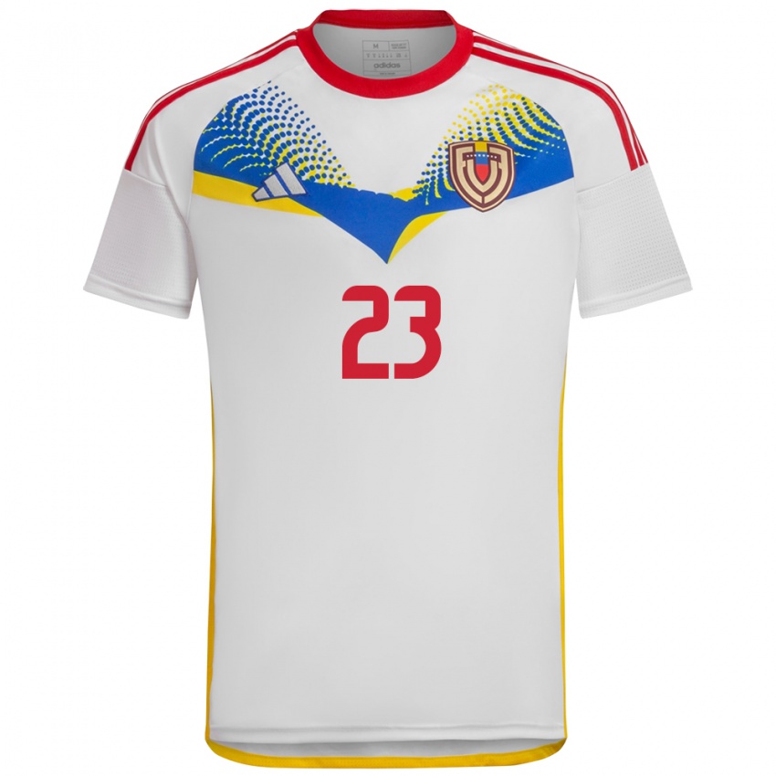 Mujer Camiseta Venezuela Luifer Hernández #23 Blanco 2ª Equipación 24-26 La Camisa Perú