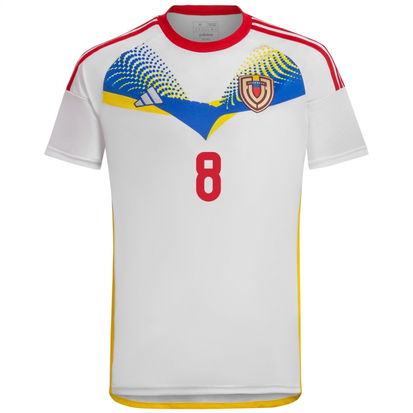 Mujer Camiseta Venezuela Tomás Rincón #8 Blanco 2ª Equipación 24-26 La Camisa Perú