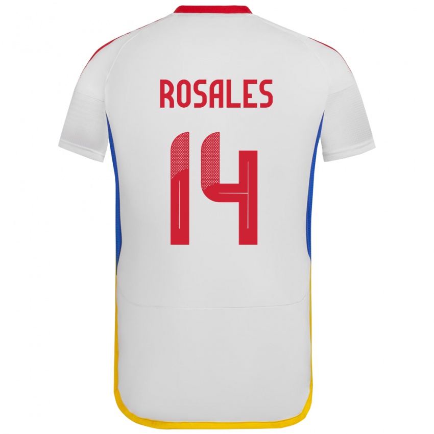 Mujer Camiseta Venezuela Roberto Rosales #14 Blanco 2ª Equipación 24-26 La Camisa Perú