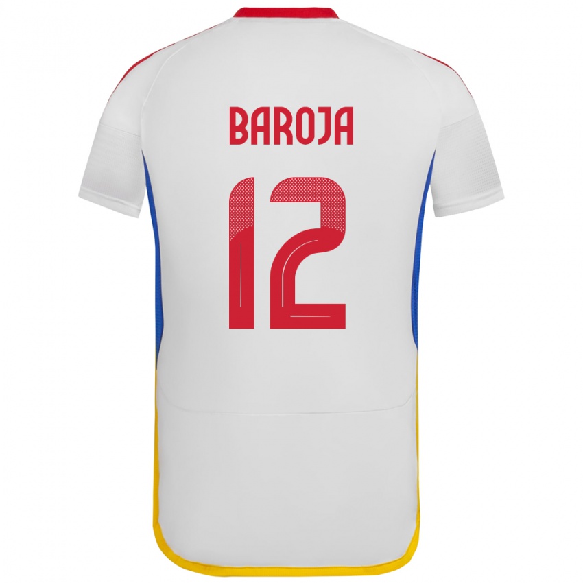 Mujer Camiseta Venezuela Alain Baroja #12 Blanco 2ª Equipación 24-26 La Camisa Perú