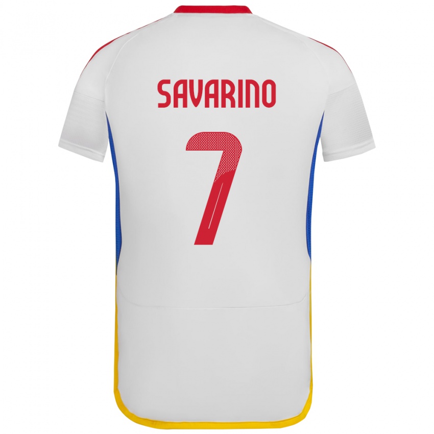 Mujer Camiseta Venezuela Jefferson Savarino #7 Blanco 2ª Equipación 24-26 La Camisa Perú