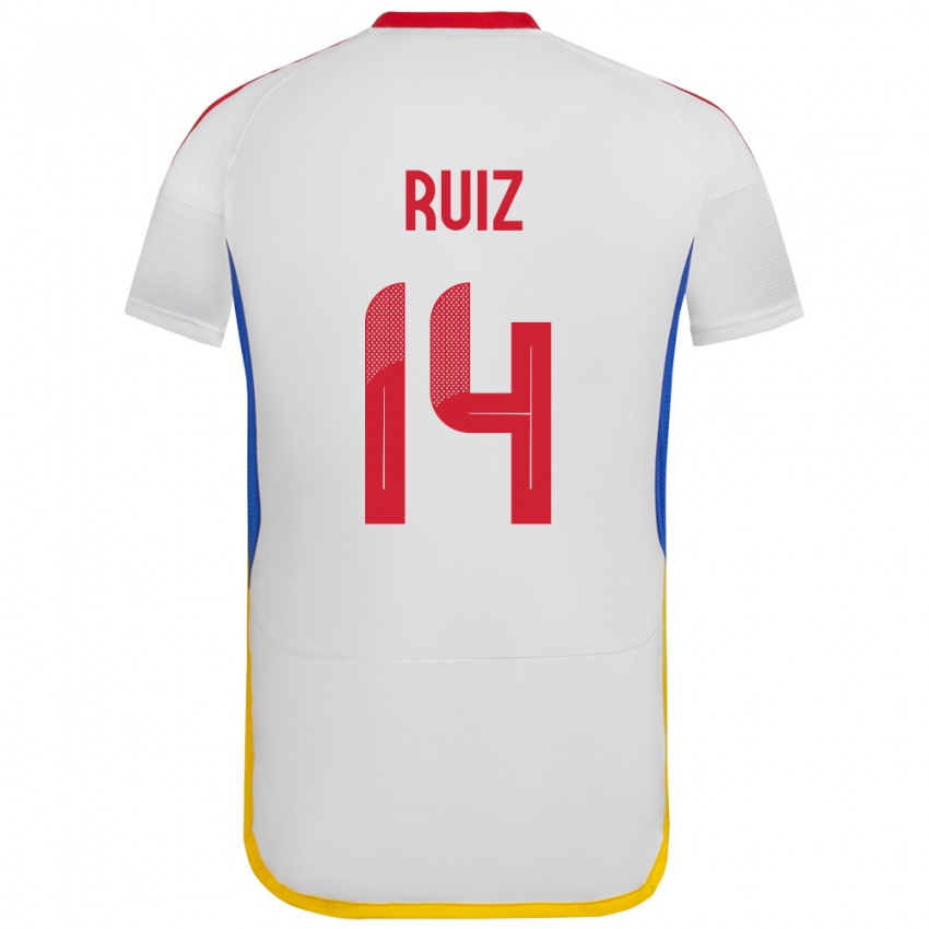 Mujer Camiseta Venezuela Maicol Ruiz #14 Blanco 2ª Equipación 24-26 La Camisa Perú