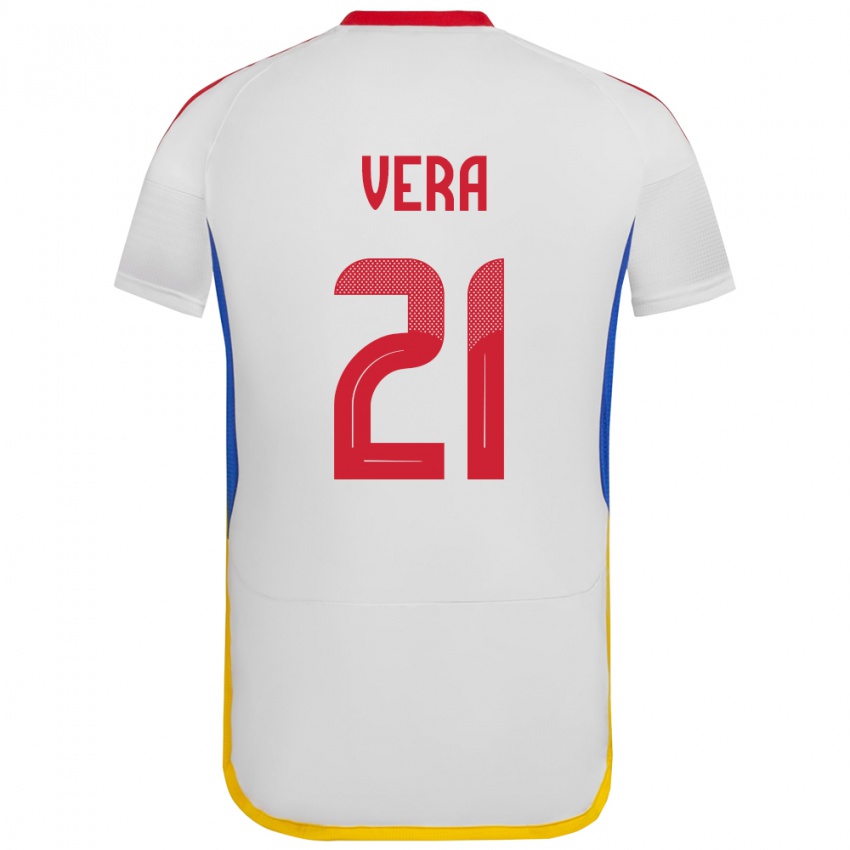 Mujer Camiseta Venezuela Andry Vera #21 Blanco 2ª Equipación 24-26 La Camisa Perú