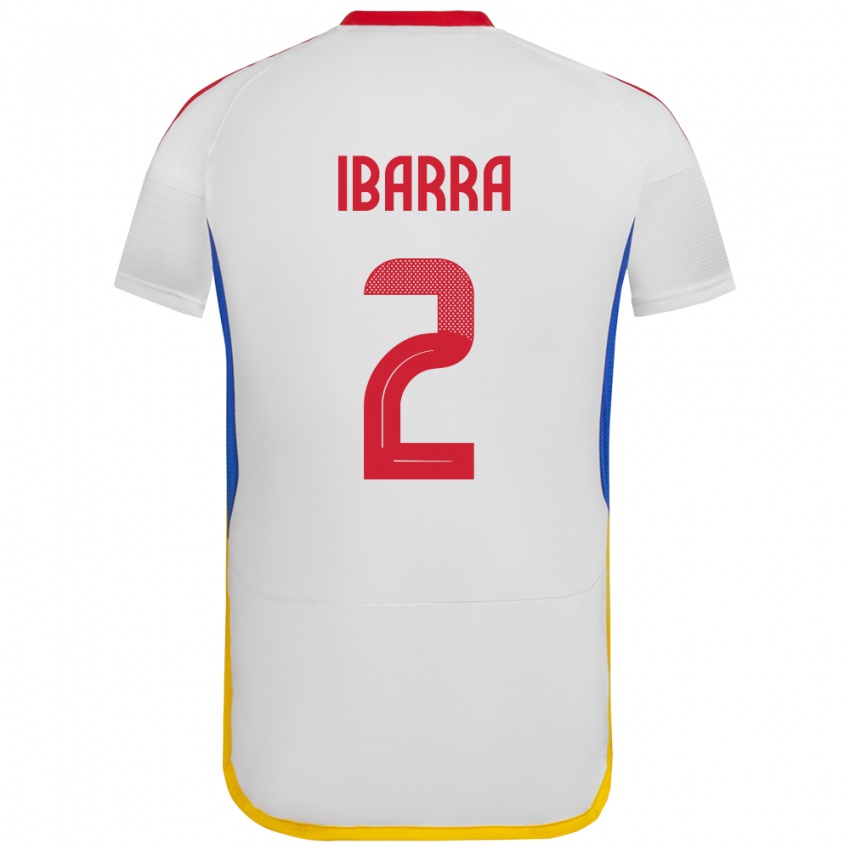 Mujer Camiseta Venezuela Pablo Ibarra #2 Blanco 2ª Equipación 24-26 La Camisa Perú