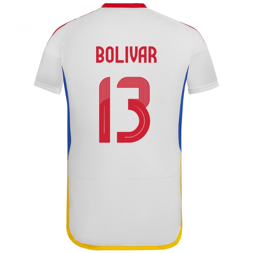 Mujer Camiseta Venezuela Salvador Bolívar #13 Blanco 2ª Equipación 24-26 La Camisa Perú