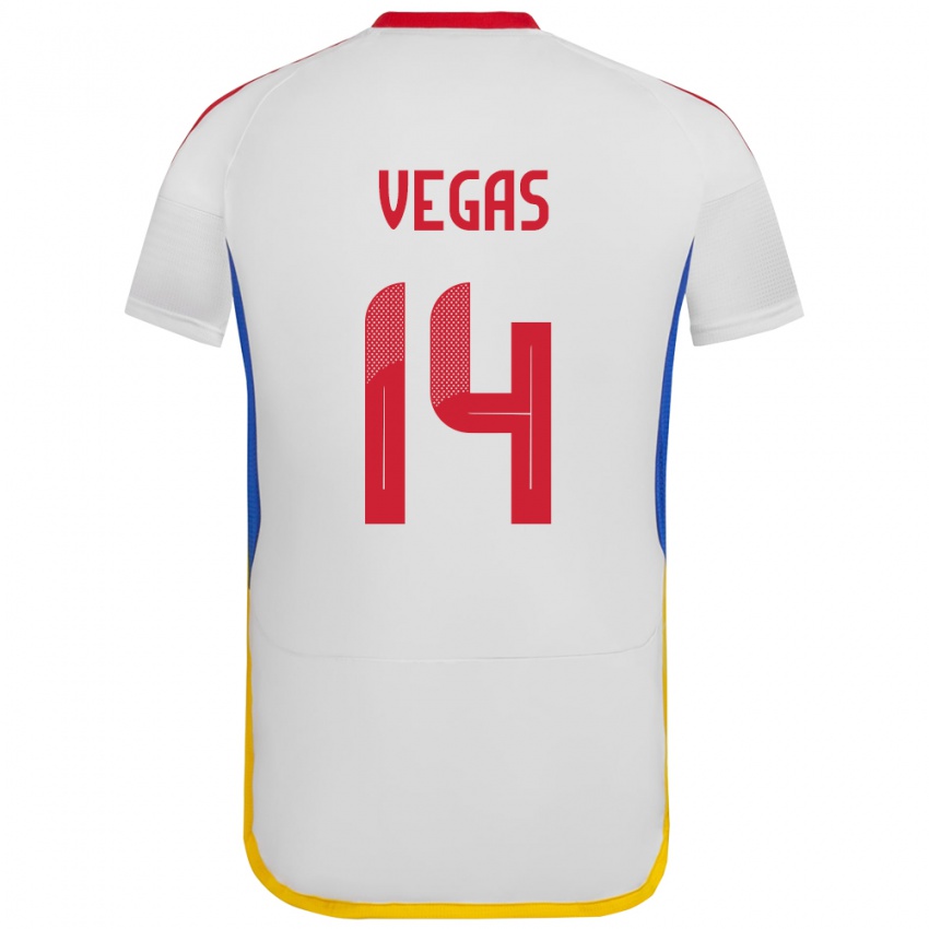 Mujer Camiseta Venezuela Miguel Vegas #14 Blanco 2ª Equipación 24-26 La Camisa Perú