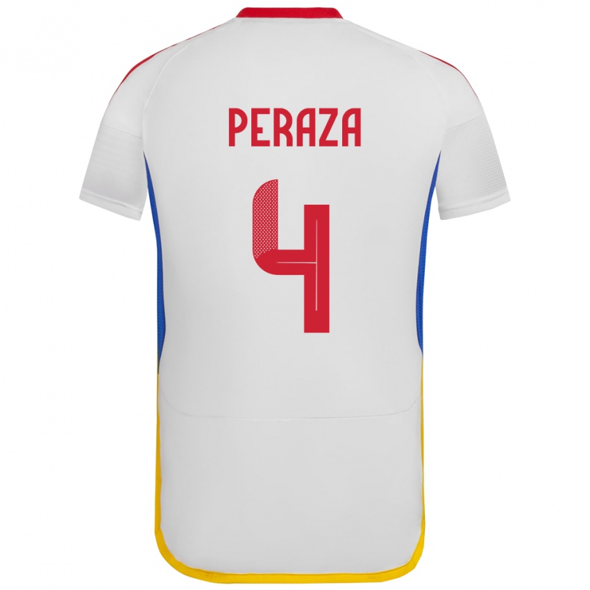 Mujer Camiseta Venezuela María Peraza #4 Blanco 2ª Equipación 24-26 La Camisa Perú