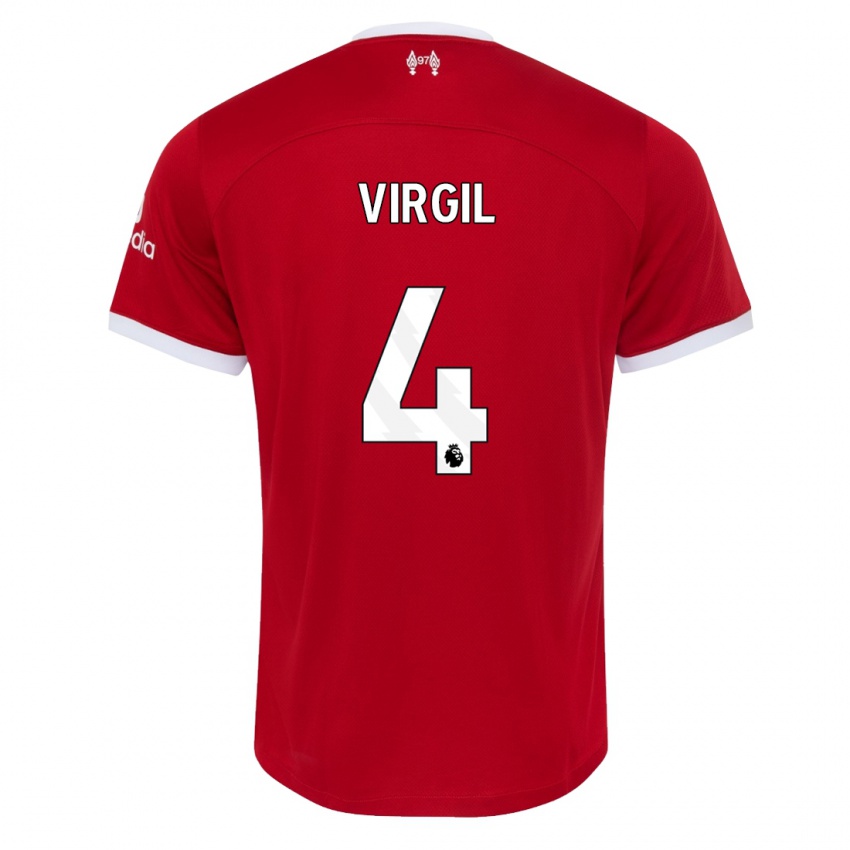 Niño Camiseta Virgil Van Dijk #4 Rojo 1ª Equipación 2023/24 La Camisa Perú