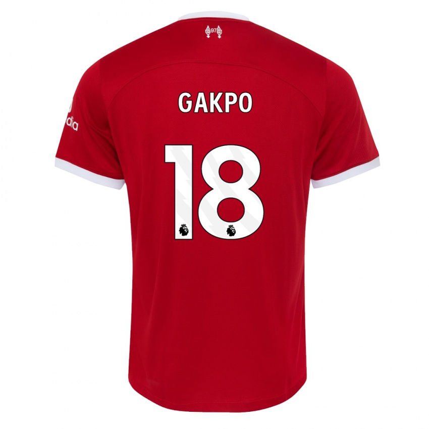 Niño Camiseta Cody Gakpo #18 Rojo 1ª Equipación 2023/24 La Camisa Perú