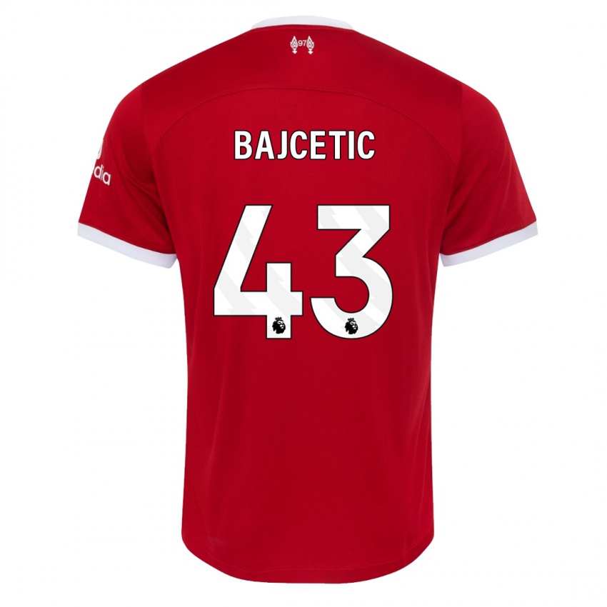 Niño Camiseta Stefan Bajcetic #43 Rojo 1ª Equipación 2023/24 La Camisa Perú