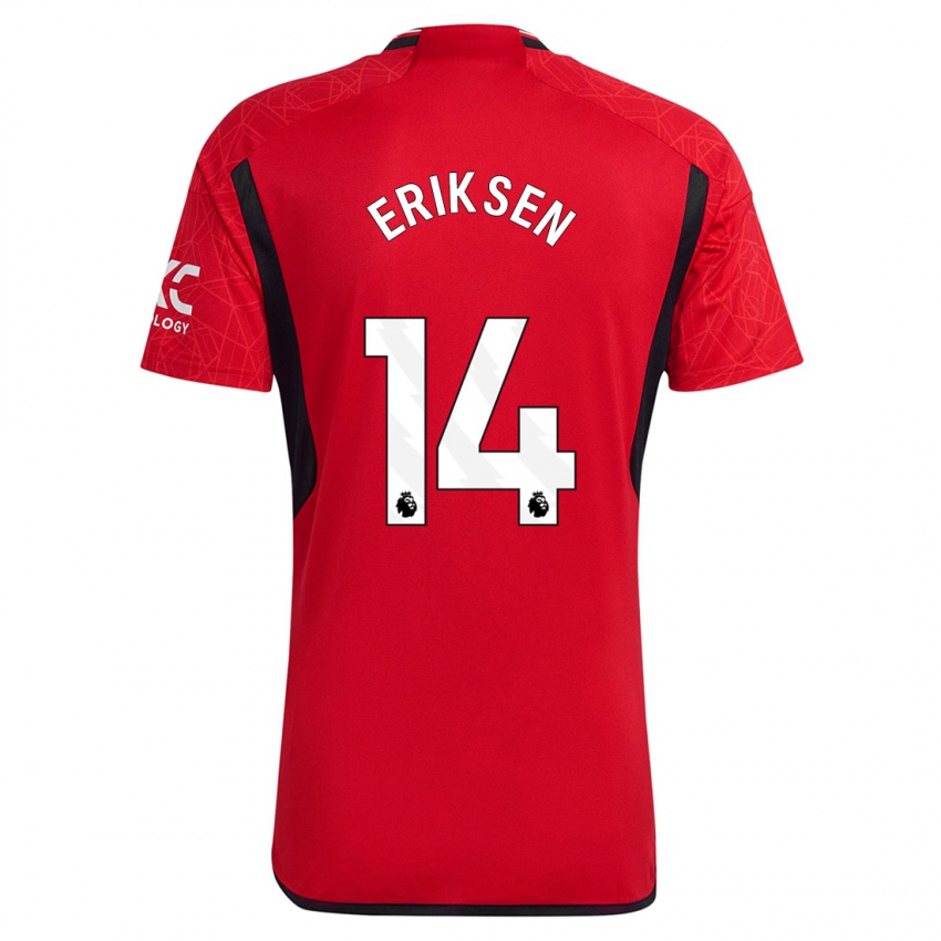 Niño Camiseta Christian Eriksen #14 Rojo 1ª Equipación 2023/24 La Camisa Perú