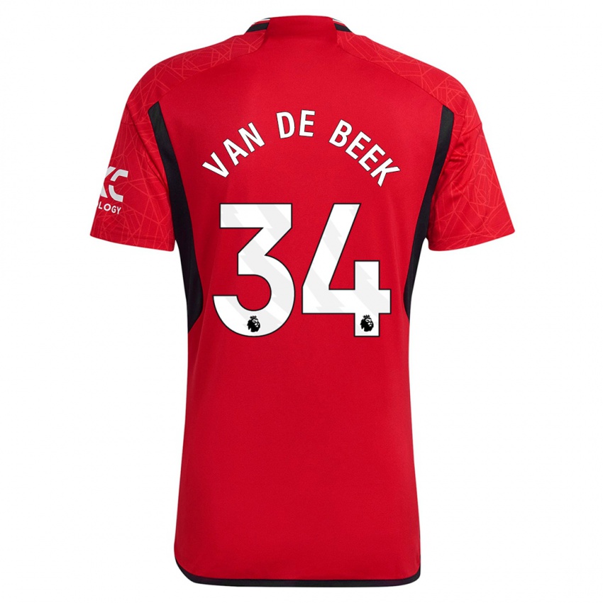 Niño Camiseta Donny Van De Beek #34 Rojo 1ª Equipación 2023/24 La Camisa Perú