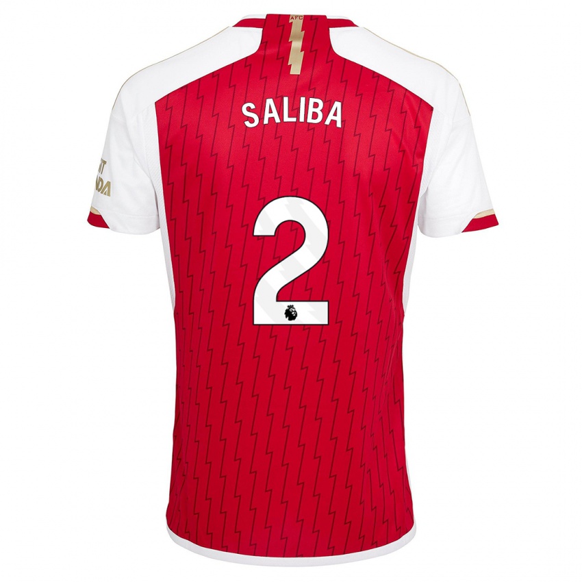 Niño Camiseta William Saliba #2 Rojo 1ª Equipación 2023/24 La Camisa Perú