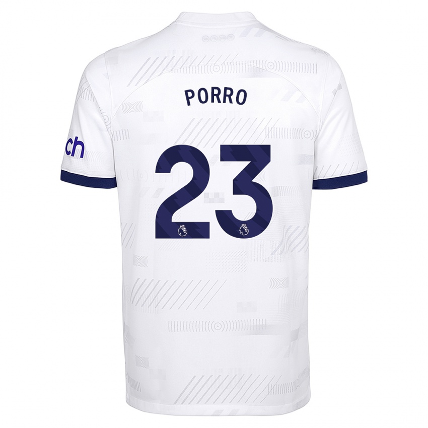 Niño Camiseta Pedro Porro #23 Blanco 1ª Equipación 2023/24 La Camisa Perú