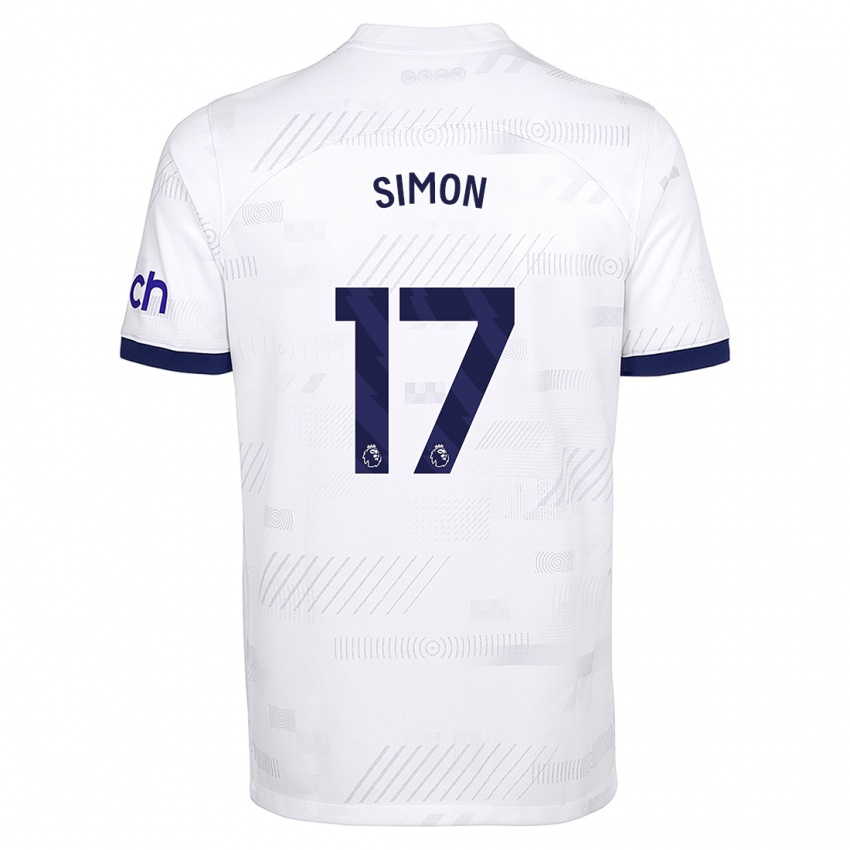 Niño Camiseta Kyah Simon #17 Blanco 1ª Equipación 2023/24 La Camisa Perú