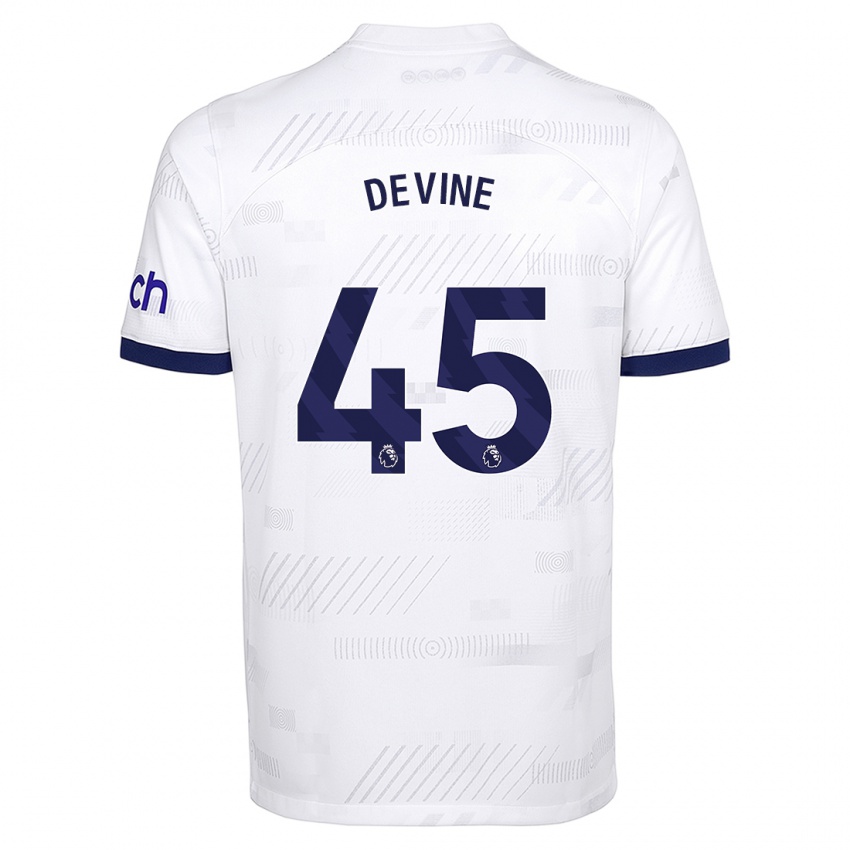 Niño Camiseta Alfie Devine #45 Blanco 1ª Equipación 2023/24 La Camisa Perú