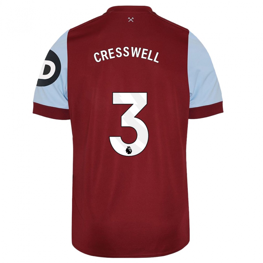 Niño Camiseta Aaron Cresswell #3 Granate 1ª Equipación 2023/24 La Camisa Perú