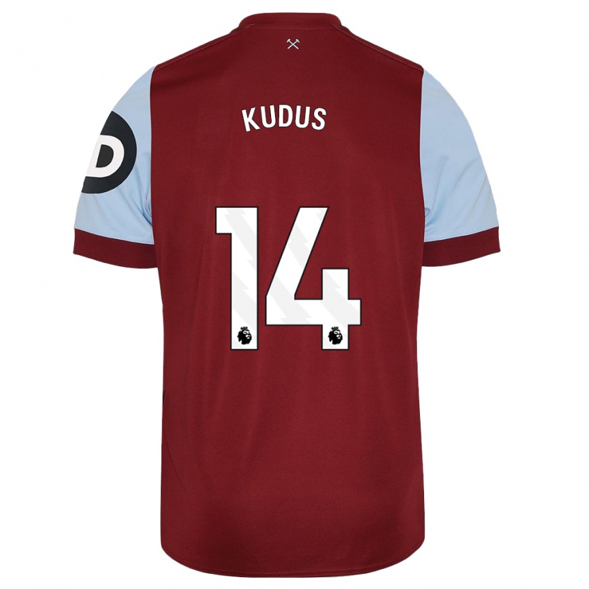 Niño Camiseta Mohammed Kudus #14 Granate 1ª Equipación 2023/24 La Camisa Perú