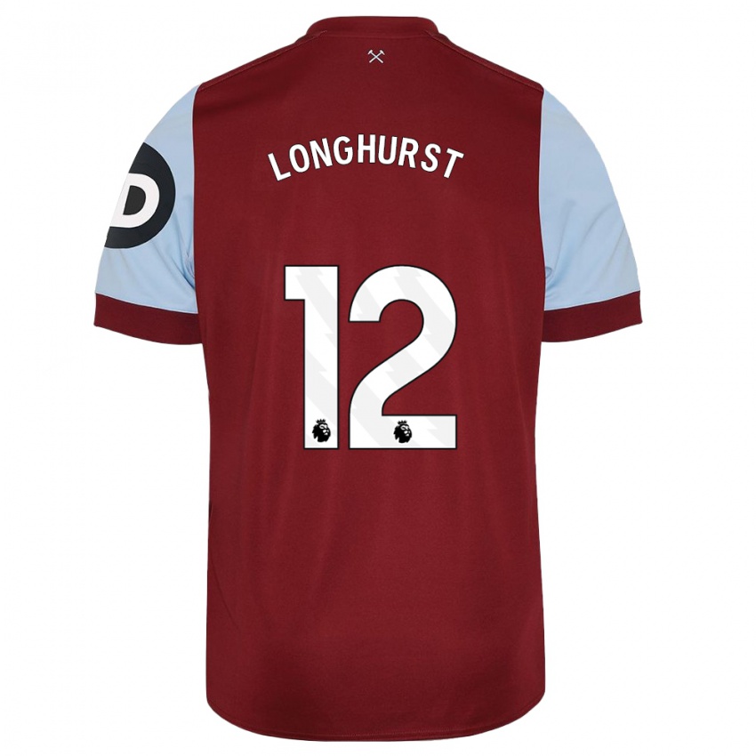 Niño Camiseta Kate Longhurst #12 Granate 1ª Equipación 2023/24 La Camisa Perú