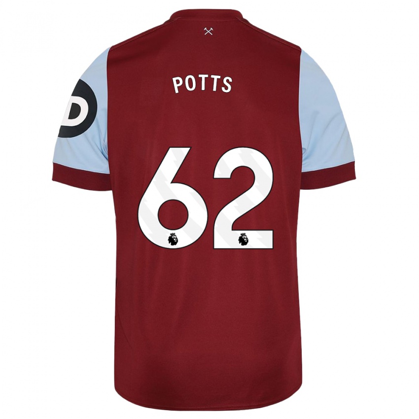 Niño Camiseta Freddie Potts #62 Granate 1ª Equipación 2023/24 La Camisa Perú