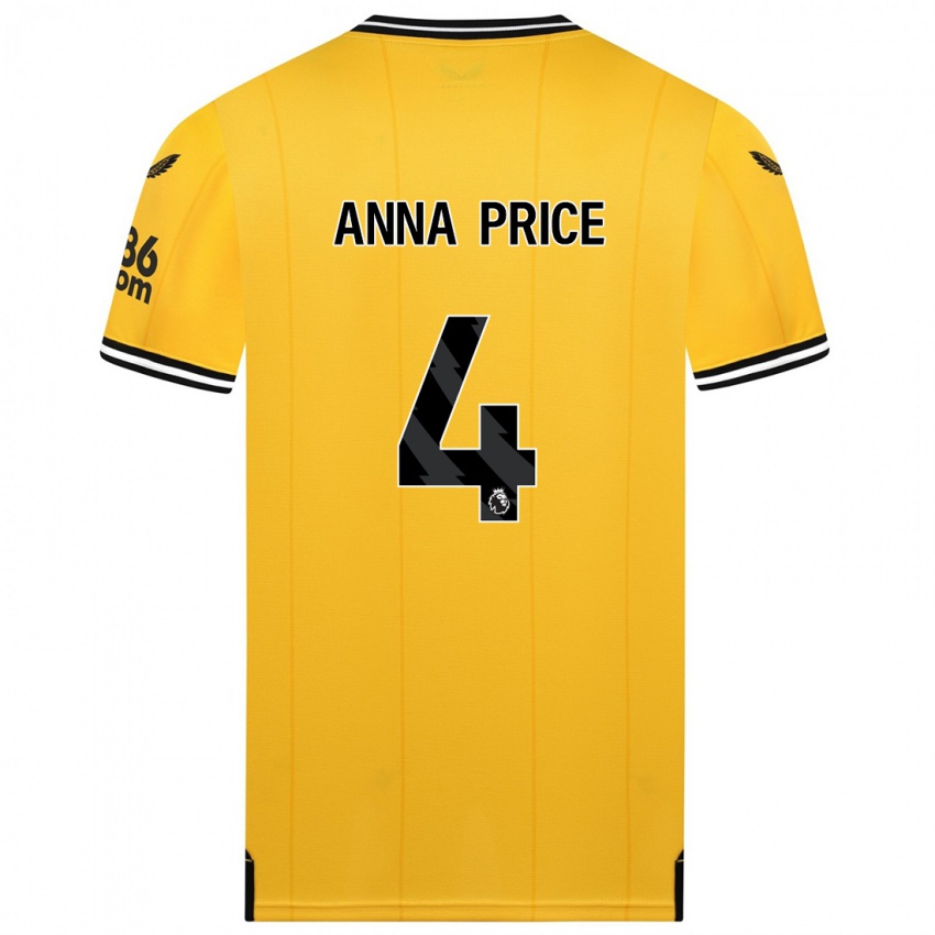 Niño Camiseta Anna Price #4 Amarillo 1ª Equipación 2023/24 La Camisa Perú