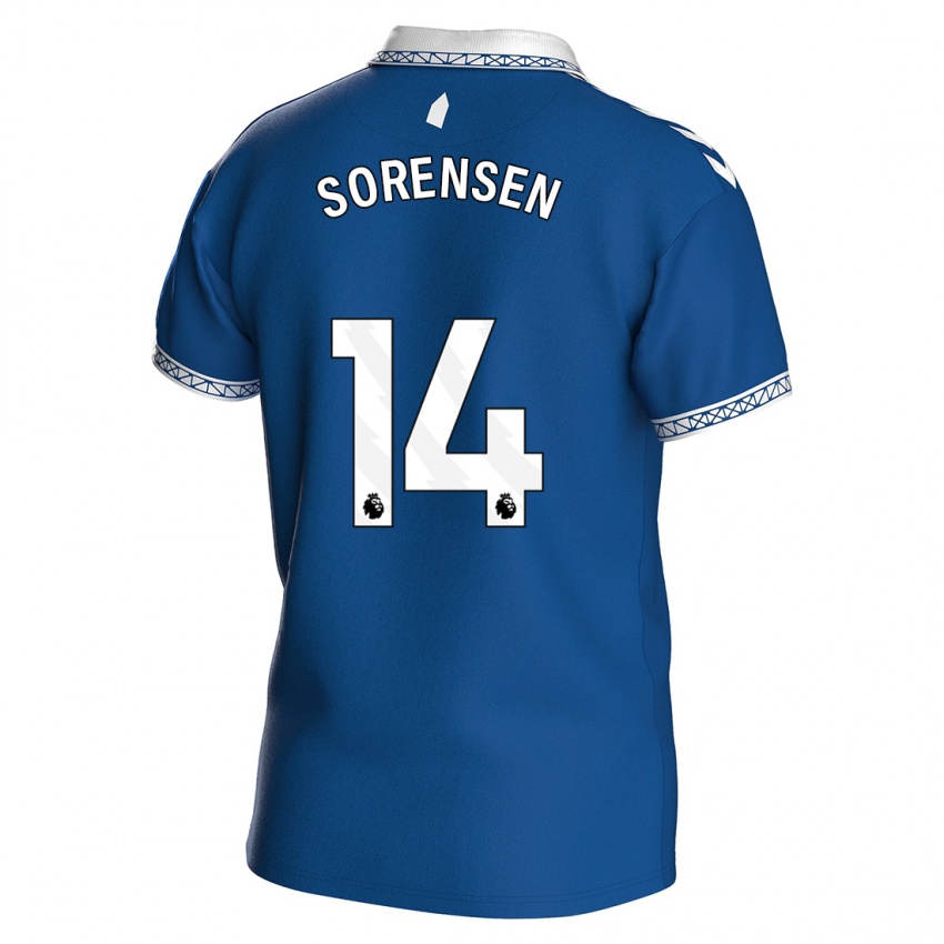 Niño Camiseta Nicoline Sorensen #14 Azul Real 1ª Equipación 2023/24 La Camisa Perú