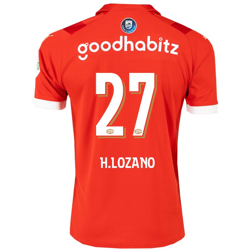 Niño Camiseta Hirving Lozano #27 Rojo 1ª Equipación 2023/24 La Camisa Perú