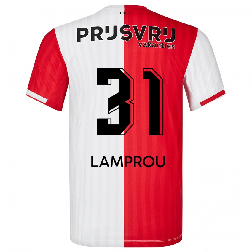 Niño Camiseta Kostas Lamprou #31 Rojo Blanco 1ª Equipación 2023/24 La Camisa Perú