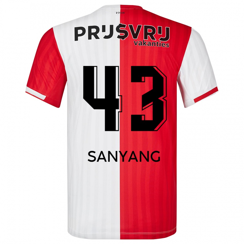 Niño Camiseta Amadou-David Sanyang #43 Rojo Blanco 1ª Equipación 2023/24 La Camisa Perú