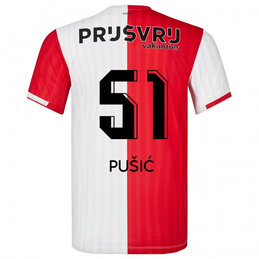 Niño Camiseta Noah Pušić #51 Rojo Blanco 1ª Equipación 2023/24 La Camisa Perú