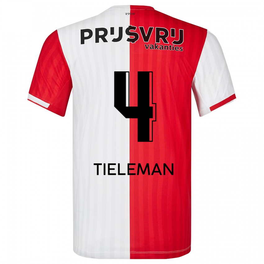 Niño Camiseta Jerry Tieleman #4 Rojo Blanco 1ª Equipación 2023/24 La Camisa Perú