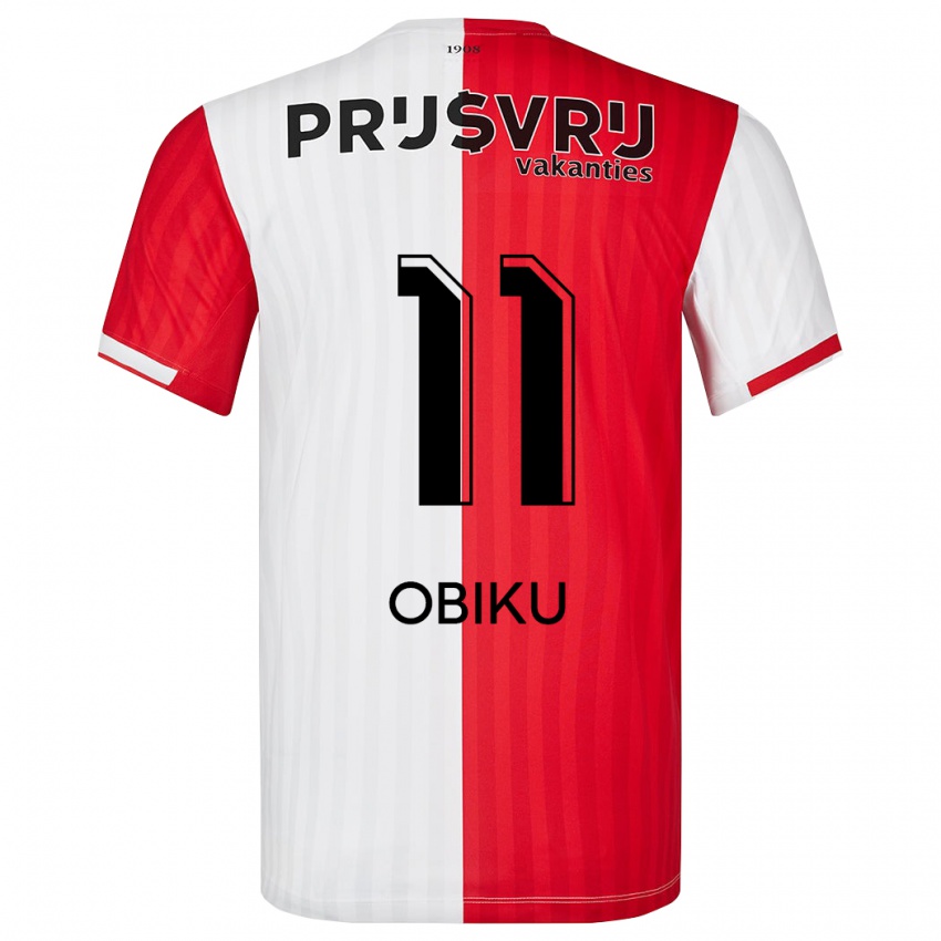 Niño Camiseta Junior Obiku #11 Rojo Blanco 1ª Equipación 2023/24 La Camisa Perú