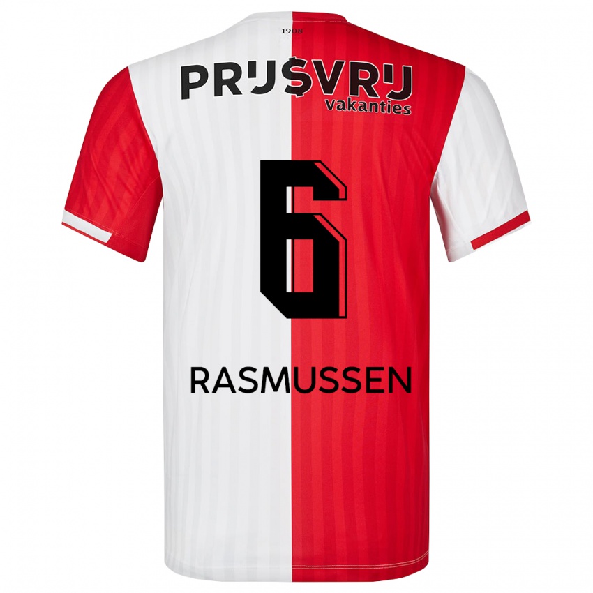 Niño Camiseta Jacob Rasmussen #6 Rojo Blanco 1ª Equipación 2023/24 La Camisa Perú