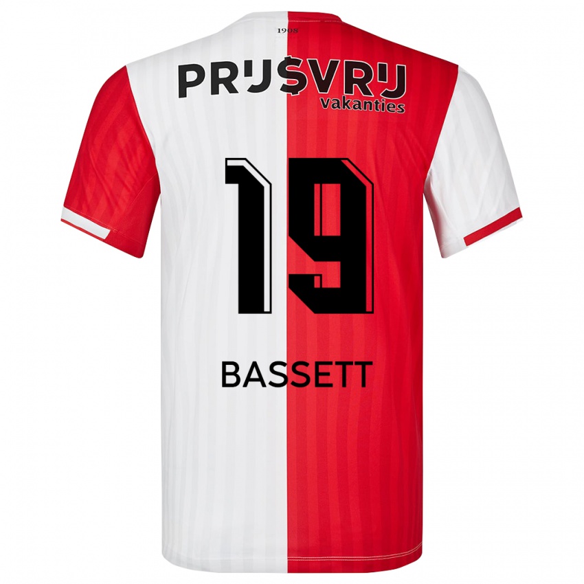 Niño Camiseta Cole Bassett #19 Rojo Blanco 1ª Equipación 2023/24 La Camisa Perú