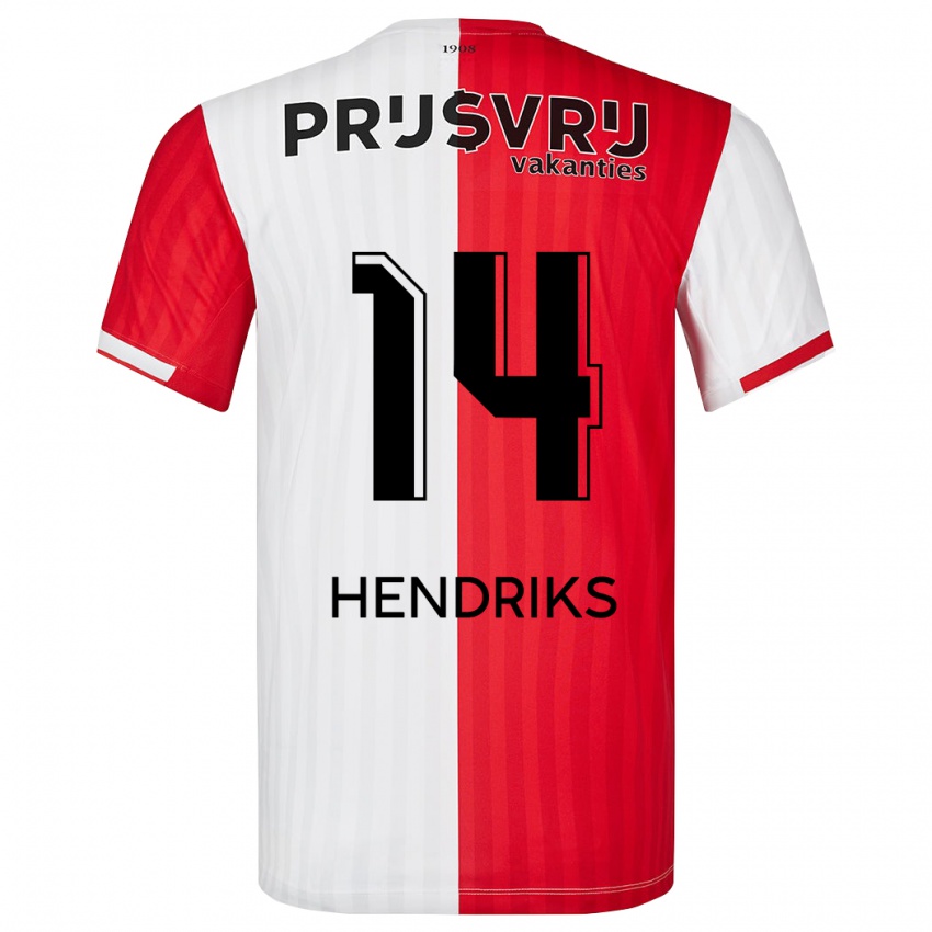 Niño Camiseta Kim Hendriks #14 Rojo Blanco 1ª Equipación 2023/24 La Camisa Perú