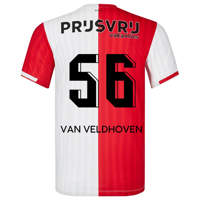 Niño Camiseta Kars Van Veldhoven #56 Rojo Blanco 1ª Equipación 2023/24 La Camisa Perú