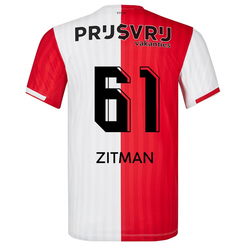 Niño Camiseta Sven Zitman #61 Rojo Blanco 1ª Equipación 2023/24 La Camisa Perú