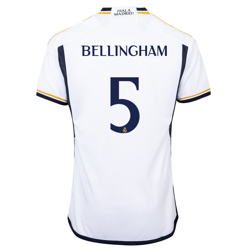 Niño Camiseta Jude Bellingham #5 Blanco 1ª Equipación 2023/24 La Camisa Perú